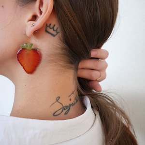 Earrings Strawberry | real berries in epoxy resin