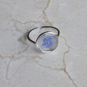 Adjustable Real Flower Ring – Romantic Gold or Silver Gift with Forget Me Not or Spirea | Resin Floral Handmade Ring for Her