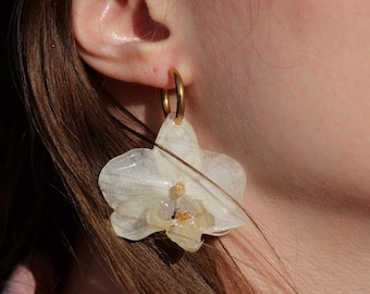 Real Orchid Choker Necklace & Earrings – 2-in-1 Resin Flower Jewelry | Unique Botanical Pendant