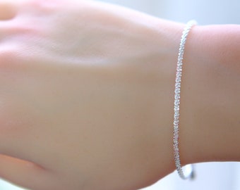 Children teenage silver glittering bracelet