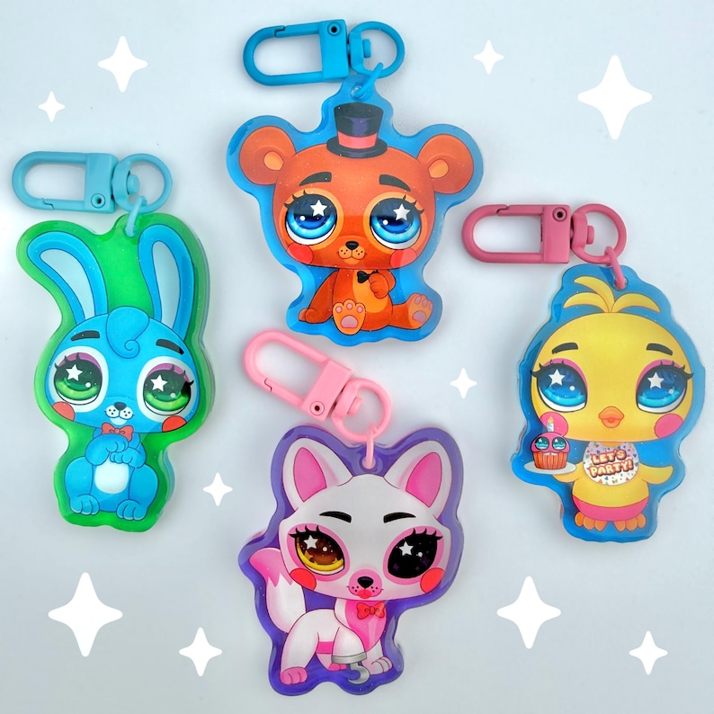LPS X FNAF 1 & 2 Glitter Epoxy Gradient Acrylic Keychains - Etsy