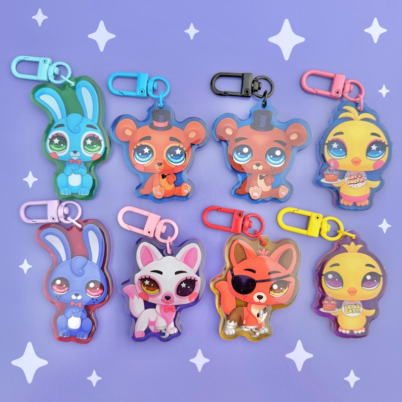 LPS X FNAF 1 & 2 Glitter Epoxy Gradient Acrylic Keychains - Etsy