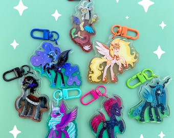 MLP Villains Gradient Glitter Epoxy Acrylic Keychains