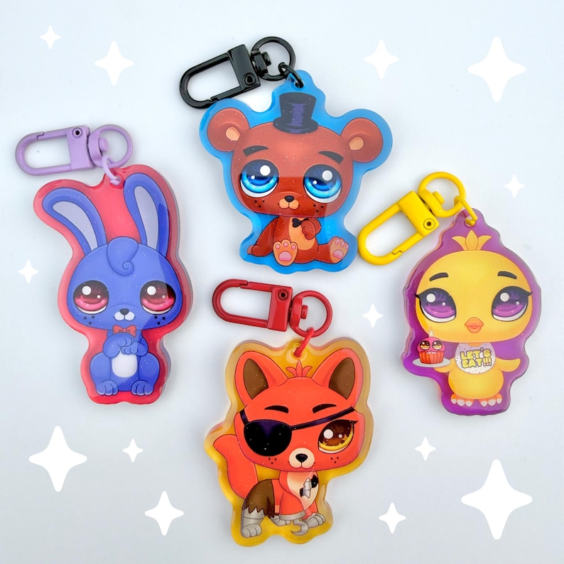 LPS X FNAF 1 & 2 Glitter Epoxy Gradient Acrylic Keychains - Etsy