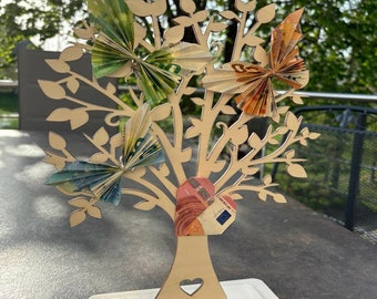 Handgefertigter Geldbaum aus Holz - Perfekt für Geldscheine oder Karten