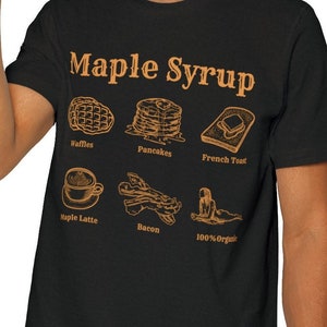 Ahornsirup, Sugarbush, Sugaring, Pfannkuchensirup, in den USA hergestelltes Unisex-Kurzarm-Jersey-T-Shirt in Heidegrau, Militärgrün, Naturbeige