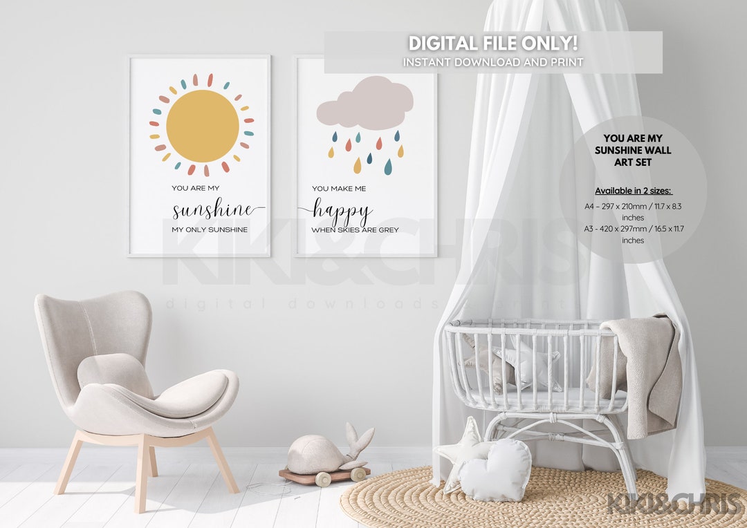 Printable You Are My Sunshine Nursery Wall Art, Set of 2, Boho Nursery ...