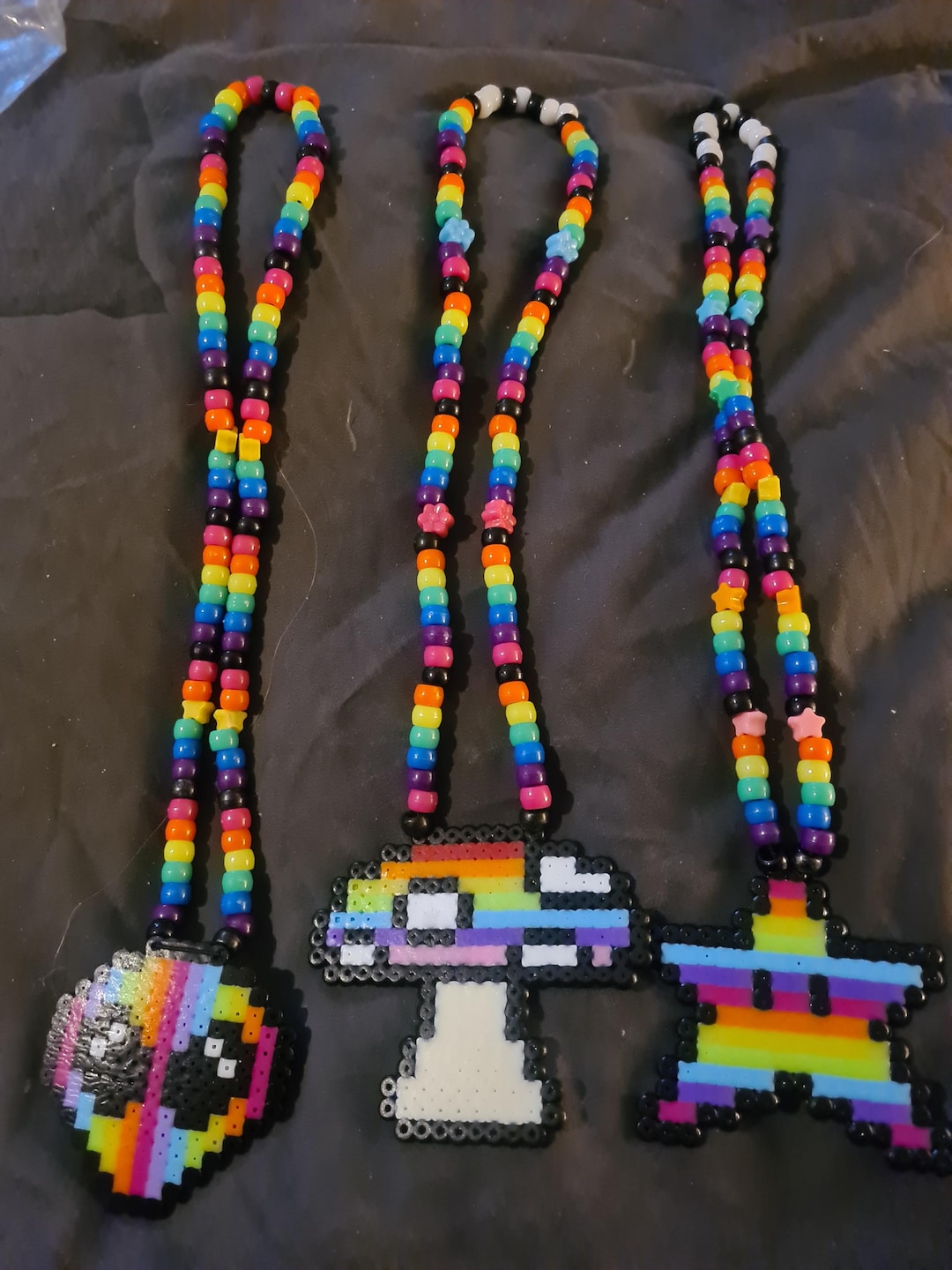 Selection of Rave Rainbow Perler Kandi Necklaces - Etsy