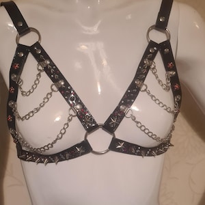 One-off Custom Piece - Spiked Gemstone Vinyl Harness