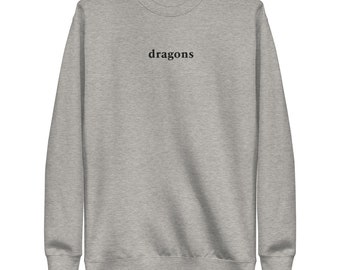 Dragones - Sudadera minimalista - Bordado negro - Para los amantes de la fantasía