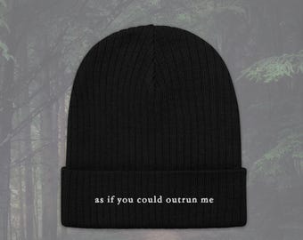 Como si pudieras correr más rápido que yo - Gorro de punto bordado - Inspirado en el crepúsculo minimalista