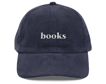 Libros - Gorro de pana bordado - Regalo minimalista para amantes de la lectura
