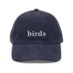 Birds - Embroidered Corduroy Hat - Minimalist Hat for Bird Watchers and Lovers