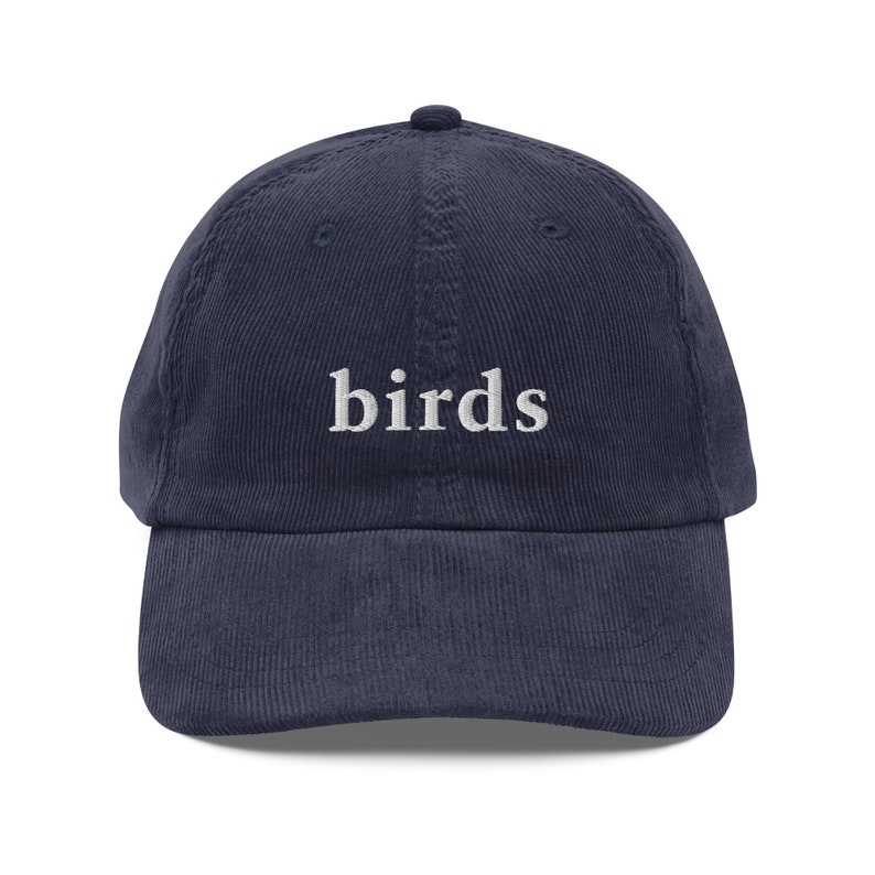 Birds - Embroidered Corduroy Hat - Minimalist Hat for Bird Watchers and Lovers