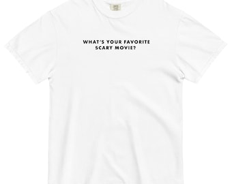 ¿Cuál es tu película de terror favorita? Camiseta estampada con colores cómodos para amantes de las películas de terror