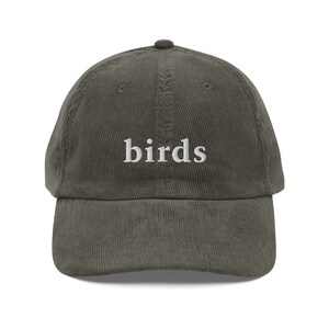 Birds - Embroidered Corduroy Hat - Minimalist Hat for Bird Watchers and Lovers