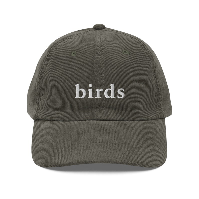 Birds - Embroidered Corduroy Hat - Minimalist Hat for Bird Watchers and Lovers