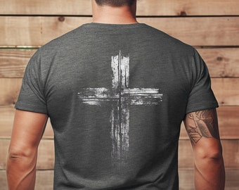 Rugged Cross Minimalist Mens and Womens Christian T-Shirt; Jesus Faith Based Shirt; gift father; gift mother; Jesus Shirt, Jesus Cross