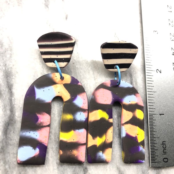 Tie dye arch Polymer clay earrings