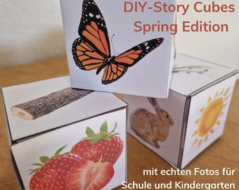 DIY Story Cubes Spring, Real Photos, Instant Printable PDF, Montessori Learning Material, Family, Kindergarten, School, Storytelling