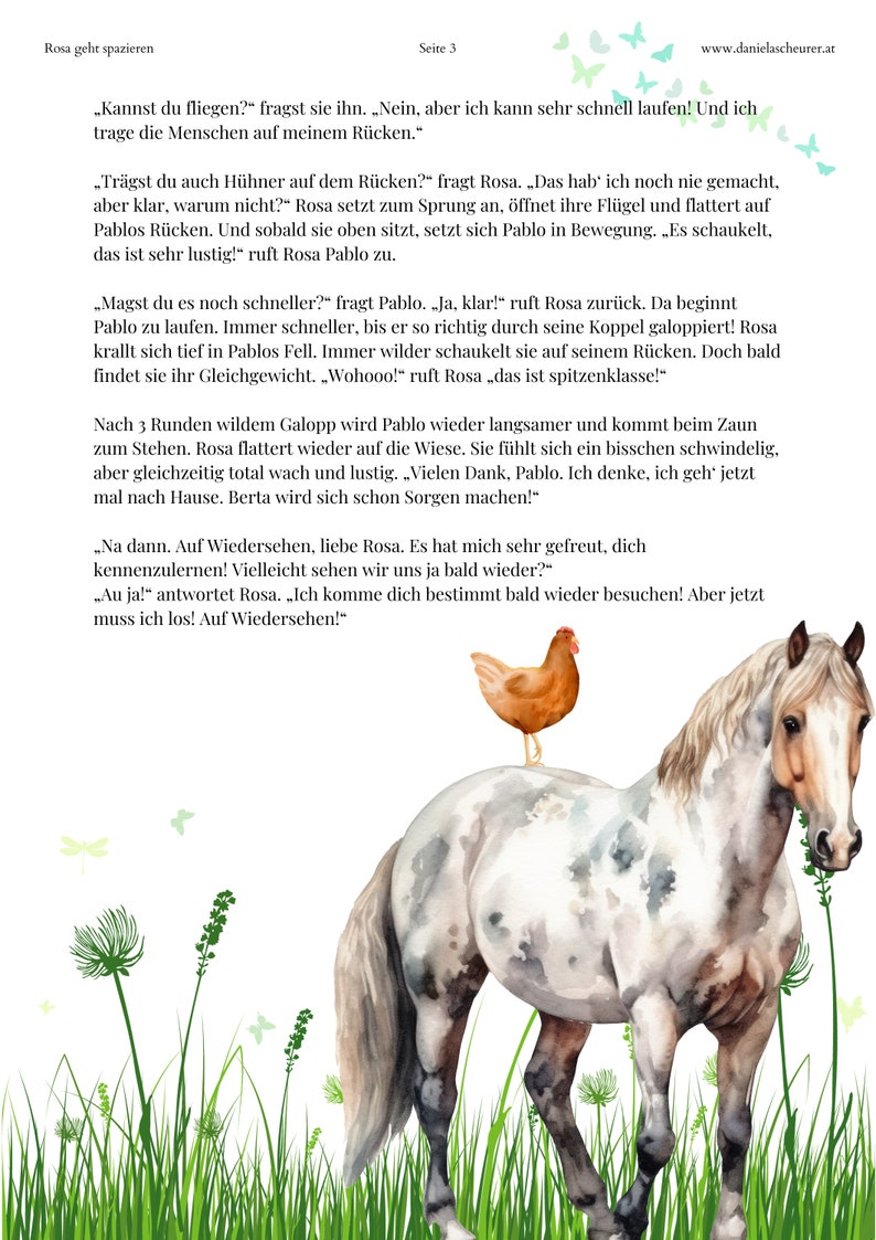 Pink goes for a walk chicken story for children aged 3 10 years, instant printable PDF. plus audio file, kindergarten, family, school, image 4