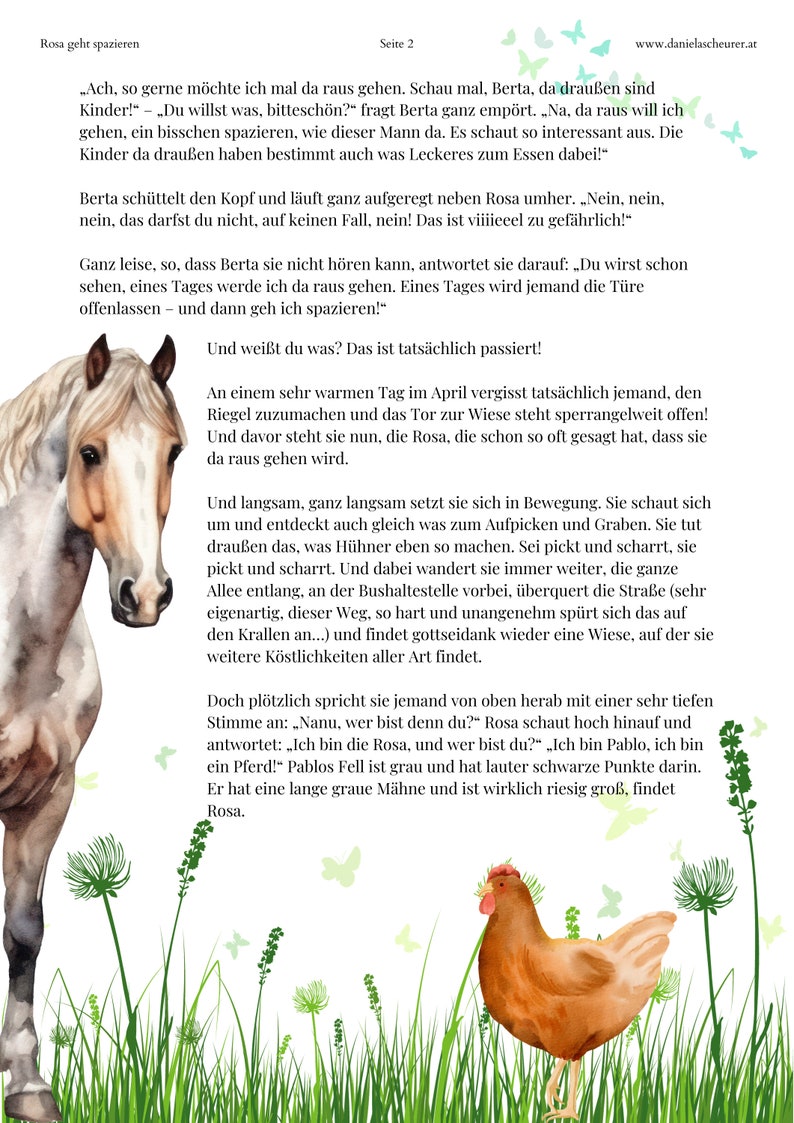 Pink goes for a walk chicken story for children aged 3 10 years, instant printable PDF. plus audio file, kindergarten, family, school, image 3