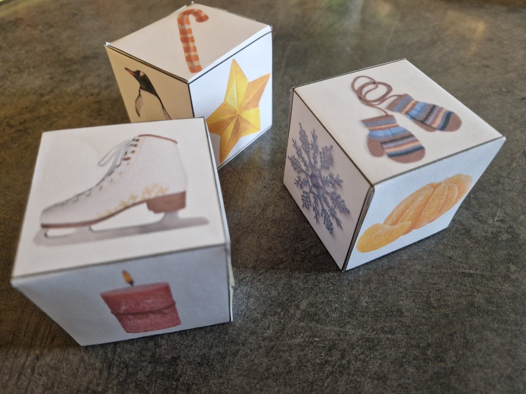 DIY Story Cubes Winter, Instant Printable PDF, Montessori Learning Game