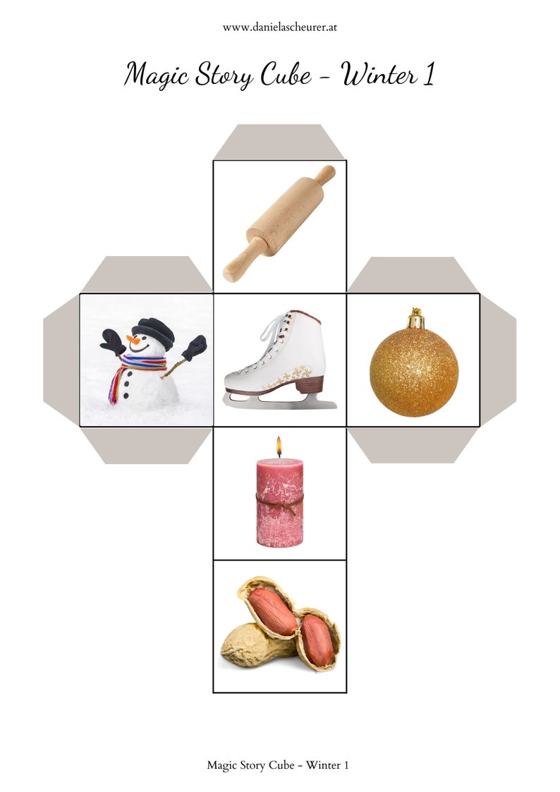 DIY Story Cubes Winter, Instant Printable PDF, Montessori Learning Game