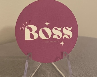 Girl boss sticker pink sticker for Laptop for Waterbottle Dark Pink Sticker