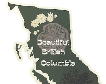 British Columbia sticker green map of BC sticker