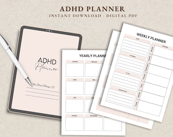 ADHD プランナー 大人 | 印刷可能な ADHD 生産性ジャーナル | デジタル ADHD ライフ プランナー | ADHD ジャーナル | 究極の ADHD オーガナイザー バインダー PDF A5