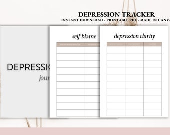 Depression Journal, Mental Health Journal, Self Help Journal, Printable Journal, Depression Tracker, Therapy Journal, Planner Inserts