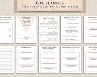 Planificateur de vie planificateur de classeur de vie planificateur quotidien planificateur hebdomadaire planificateur mensuel planificateur budgétaire planificateur de fitness inserts pdf