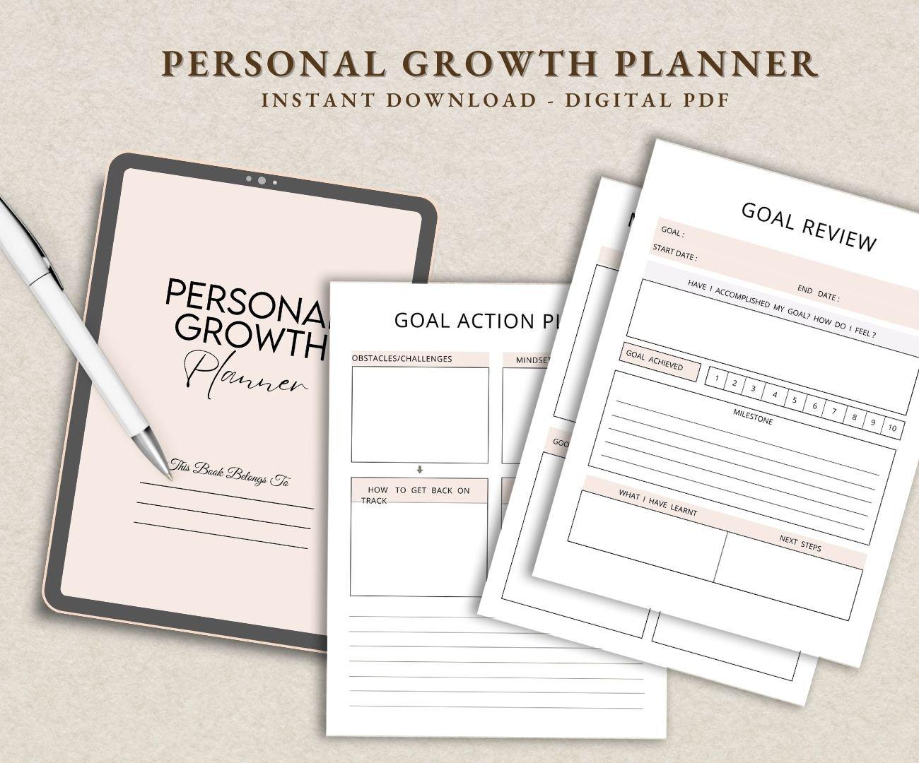 Personal Growth Journal Template, Editable Canva Template, Personal Development Journal, Self Growth Planner Printables Entrepreneur Journal