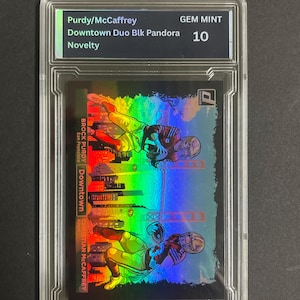 Brock Purdy / Christian McCaffrey Blk Pandora Downtown Football card (Novelty Reprint) Custom slabbed Gem mint 10
