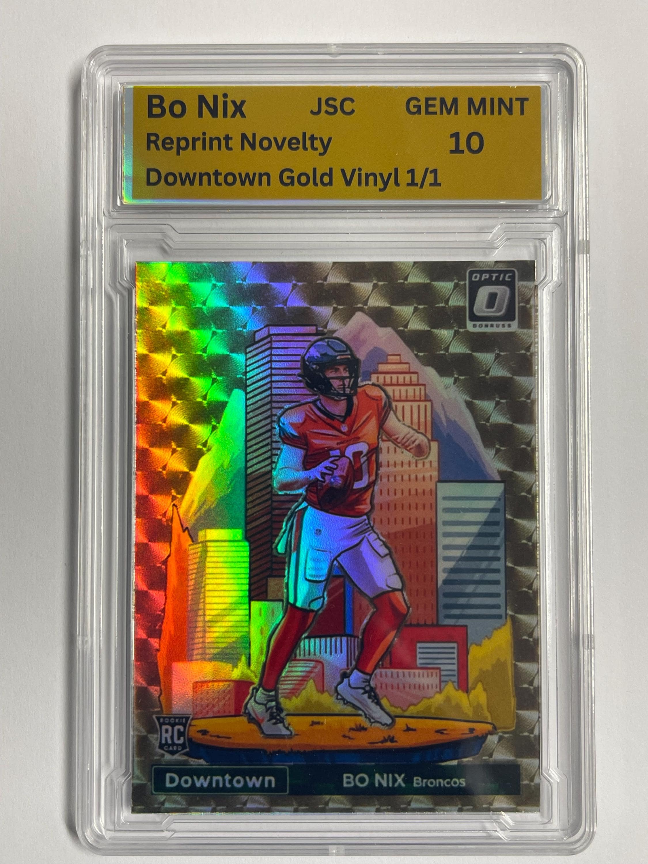 Bo Nix Downtown Gold Vinyl 1/1 Football Card (custom Card) Broncos