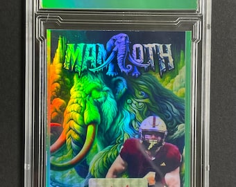 Cam Skattebo Green border Vinyl 1/1 Mammoth (Facsimile) Auto) refractor football card (Custom Novelty) Custom holo label Gem 10