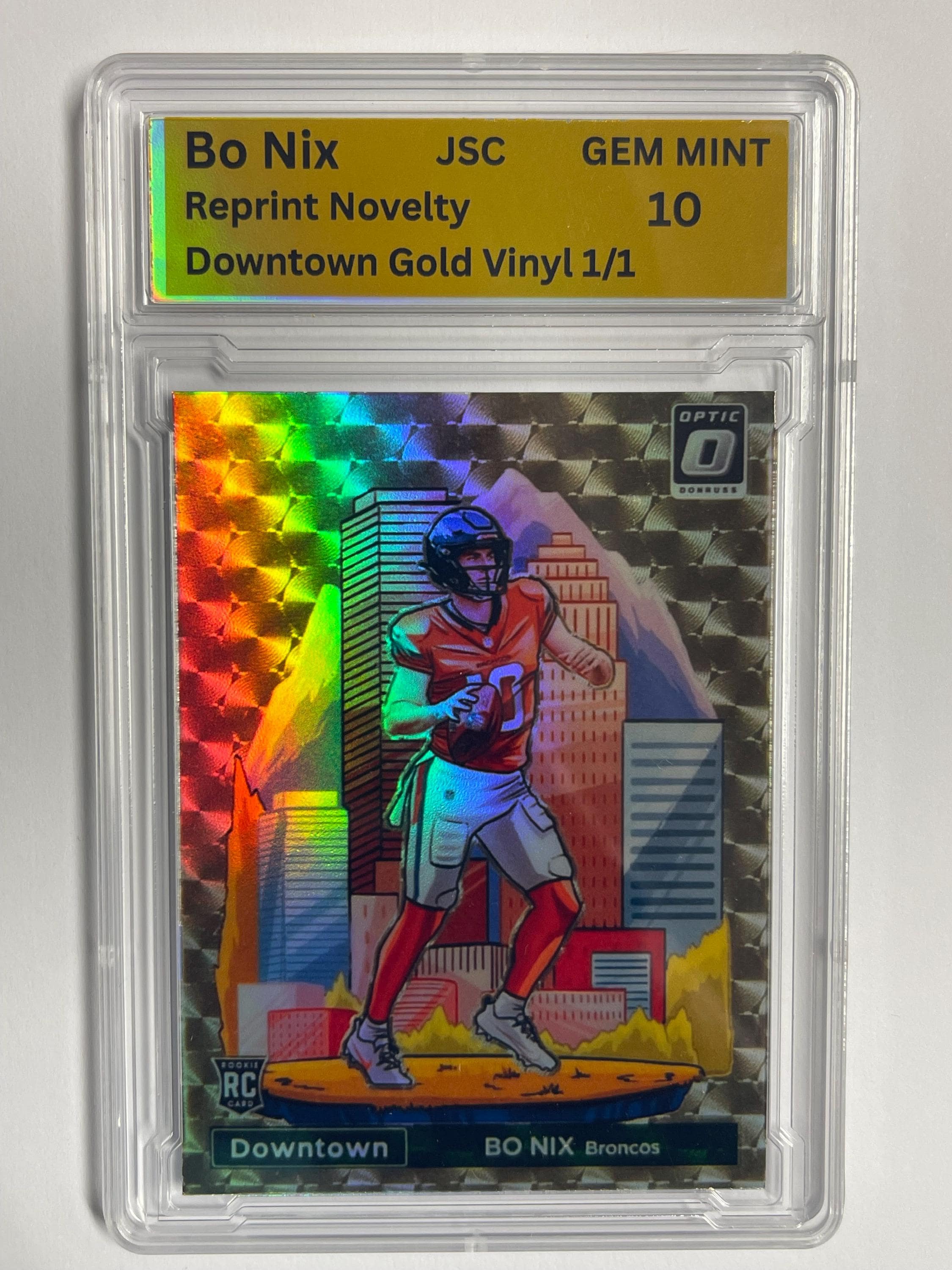 Bo Nix Downtown Gold Vinyl 1/1 Football Card (custom Card) Broncos