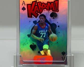 VJ Edgecombe (Facsimile heat wave Auto) (Custom Novelty) Refractor Kaboom Ace of spades 76ers basketball card