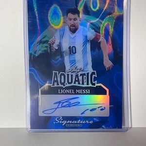 Lionel Messi 5x7 JUMBO Auto Leaf Aquatic signature series 1/1 soccer sports (Novelty) (Reprint) card Facsimile