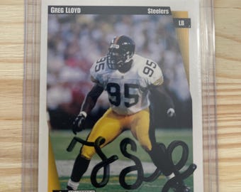 Greg Lloyd Autograph on card Auto Pittsburgh Steelers NFL football card comes with COA