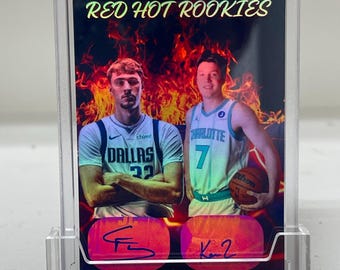 Cooper Flagg / Kon Knueppel Faksimile-Autogramm Benutzerdefinierte Novelty Refraktor Basketball Karte Mavericks Hornets