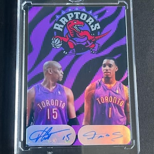 Tracy McGrady Vince Carter (Benutzerdefinierte Faksimile Novelty) Refraktor lila Tiger Streifen Druck Toronto Raptors nba Basketball Sportkarte