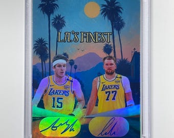 Luka Doncic Austin Reaves Dual (facsimile-auto) LA'S Finest Refractator Lakers-basketbal (aangepaste nieuwigheidskaart)