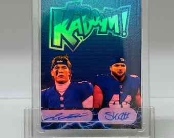 Jaxson Dart / Cam Skattebo (Facsimile Auto) kaboom refractor (custom novelty art card) Giants football