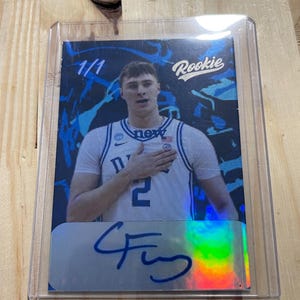 Cooper Flagg benutzerdefinierte Neuheit Autogramm Rookie 1/1 blau Camouflage Refraktor Herzog Basketball Karte