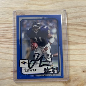 Jamal Lewis Autograph on card Auto Baltimore Ravens NFL Football card signed with black jumbo marker comes with COA