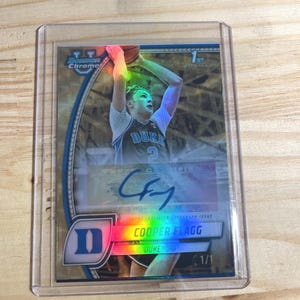 Tarjeta personalizada de Cooper Flagg, novedosa, 1/1, tarjeta de baloncesto de los Blue Devils de Auto Duke