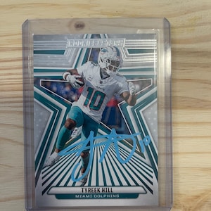 Tyreek Hill Autogramm auf Karte Auto Miami Dolphins Football Karte