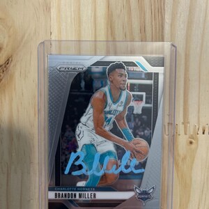 Brandon Miller handtekening op kaart Auto Charlotte Hornets Basketball-kaart wordt geleverd met COA